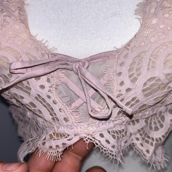 Victoria’s Secret Bralette Dream Angle Allover Lace Racerback Bra Lace up Mesh - Picture 6 of 11